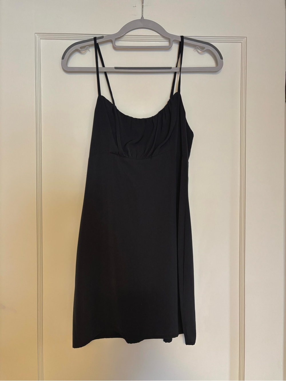Abercrombie & Fitch Black Slip Dress with Ruched Neckline
